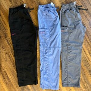 WonderWink wonderflex Faith scrub pants Trio - Black, Ceil Blue, Light Gray